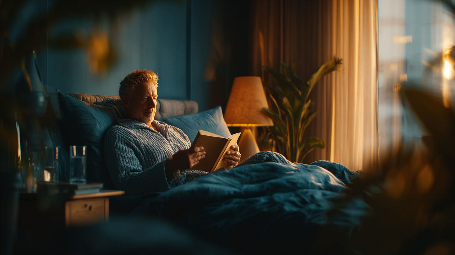 Чоловік медитує в спокійному середовищі